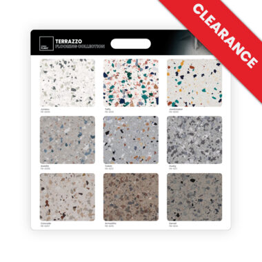 Clearance tag for FLAKE terrazo display board